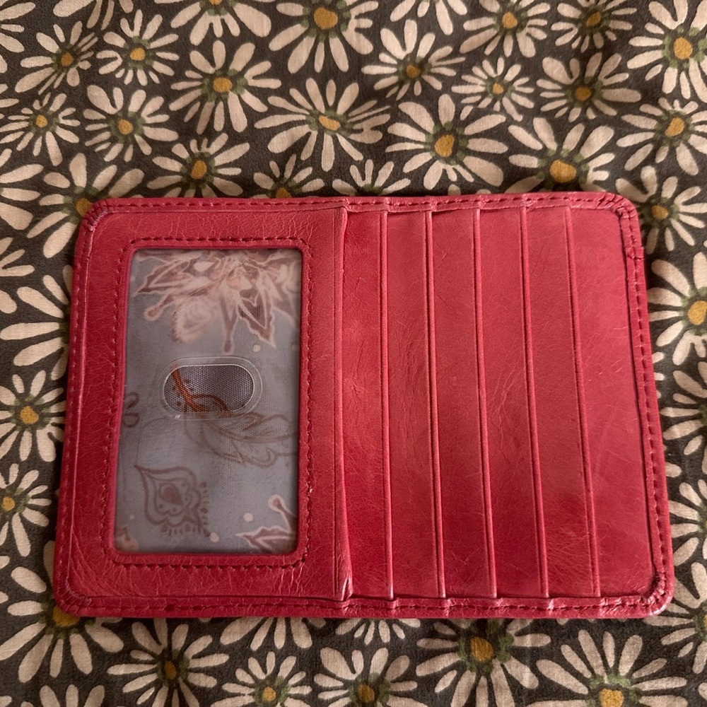 HOBO bright pink Euro slide credit card wallet